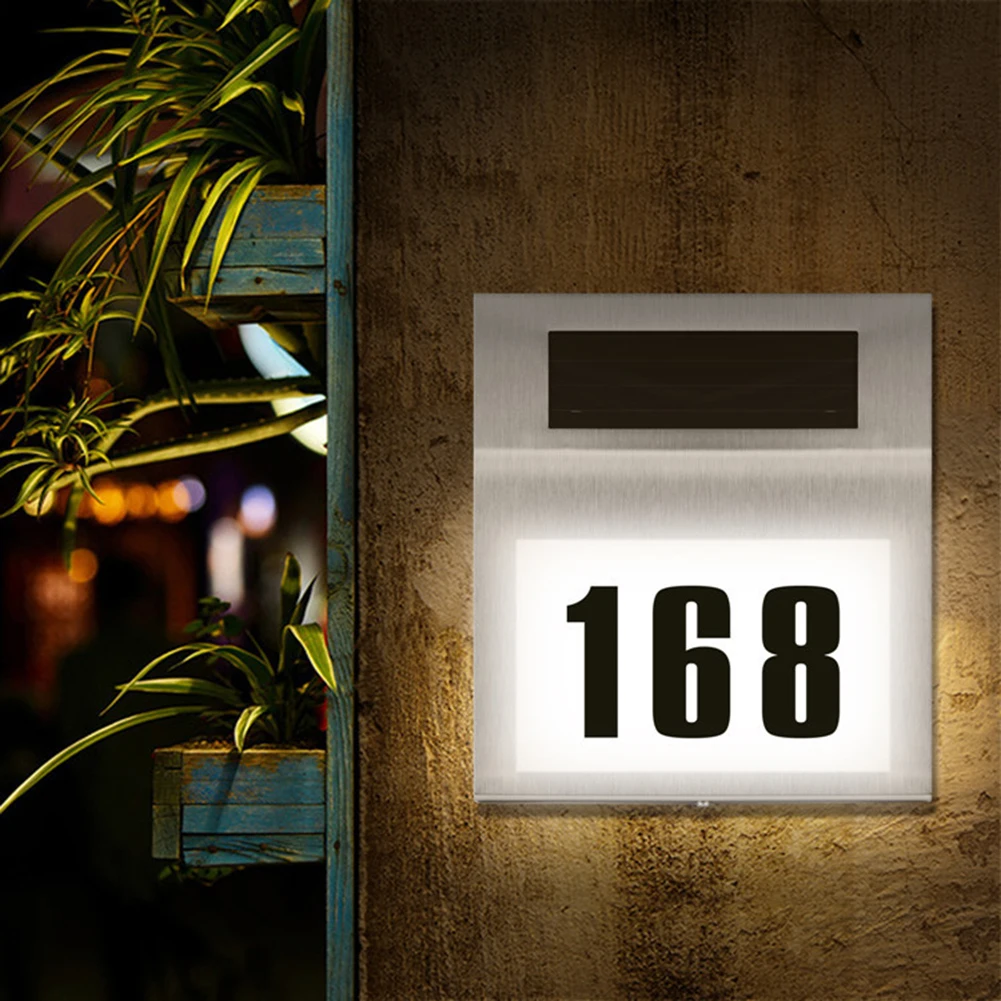 O Número da casa de LED Lâmpada Solar Exterior Impermeável da Casa Número do Endereço Sinal de Luzes de Iluminação Exterior Posta Solar 0