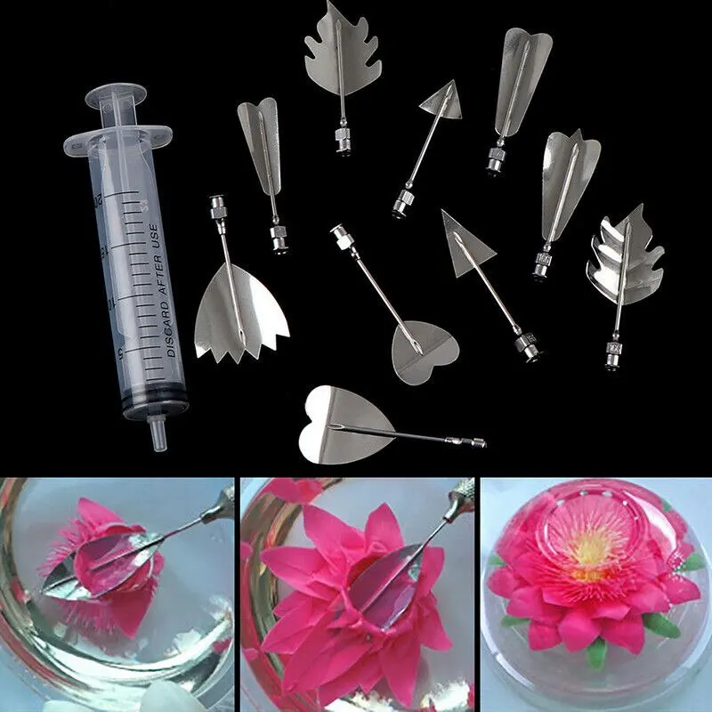 Geléia Flor Ferramentas de Arte 10PCS 3D Gelatina de Geléia de Arte Pudim de Flor de Decoração do Bolo de Molde a Agulha de Ferramentas