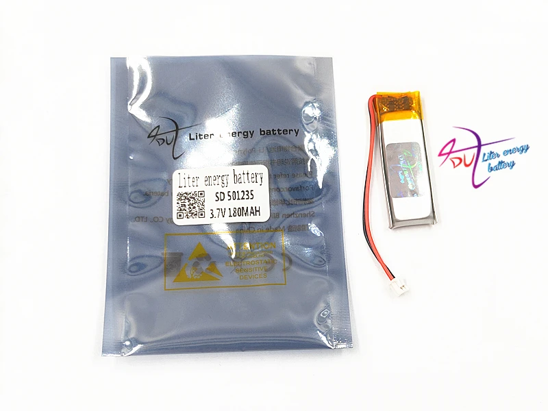 501235 3,7 V 180mAh Bateria de LiPo TJS ZH 1,5 mm 2 pin conector de Polímero de Lítio Recarregável Para Mp3, bluetooth, GPS, PSP fone de ouvido
