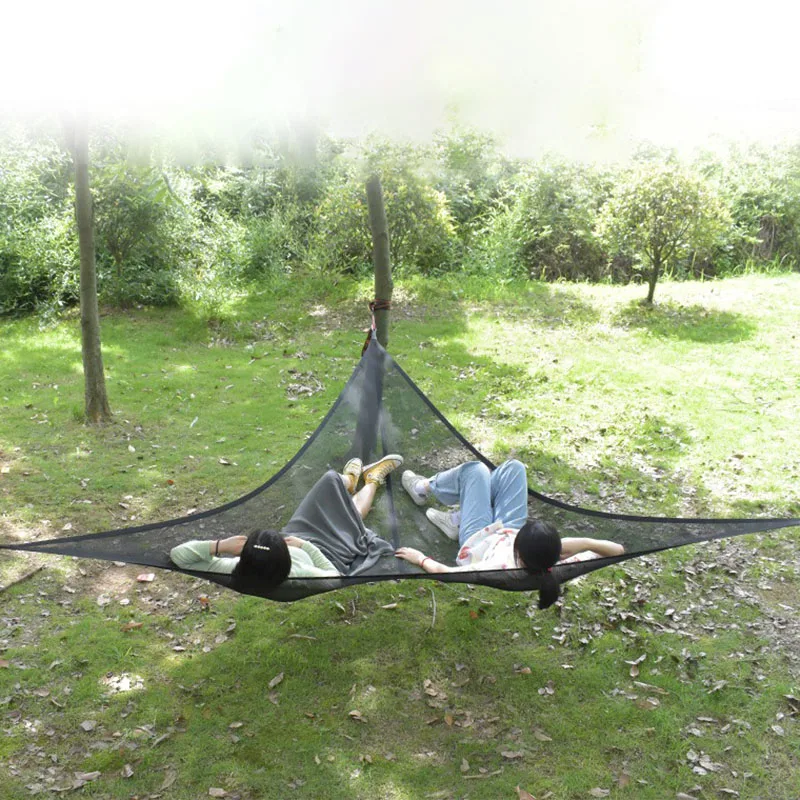 Mobiliário De Exterior Rede Grande Acampamento Rede Net Cama Multi-Pessoa Turístico Acampamento De Rede Triângulo Ultraleve Suspensão Rede 0