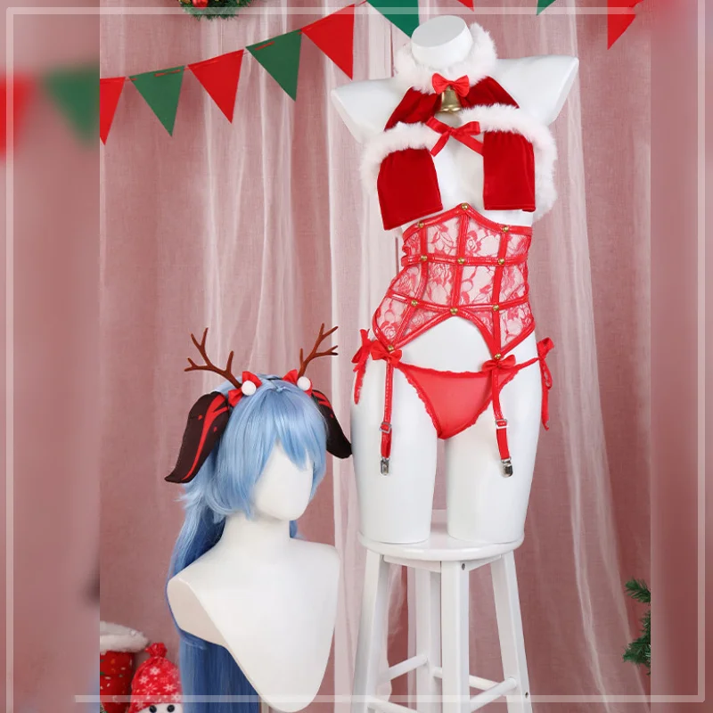 COSLEE Jogo de Anime Genshin Impacto Ganyu Cosplay Traje de Natal Bodysuit Diários do Partido Função de Jogar Roupas de Halloween Roupa Nova