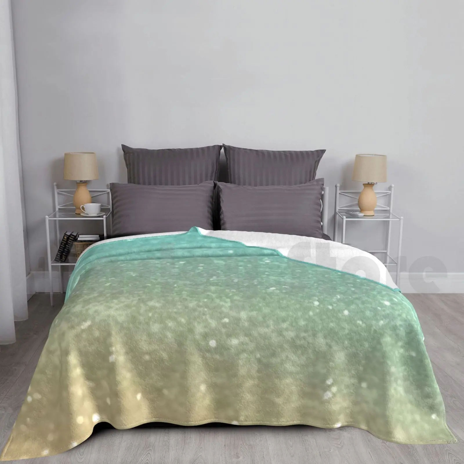 Ouro cintilante Aqua Azul Glitter Glam #1 #brilhante #decoração Cobertor de Moda Personalizada 1269 Ouro Aqua de Hortelã 0