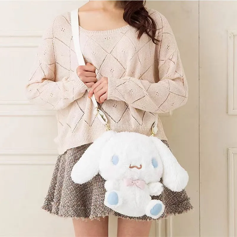 Kawaii Sanrioed série de Anime Cinnamoroll bonito moda de alto valor macia pelúcia boneca messenger bag mochila menina pequeno presente 0