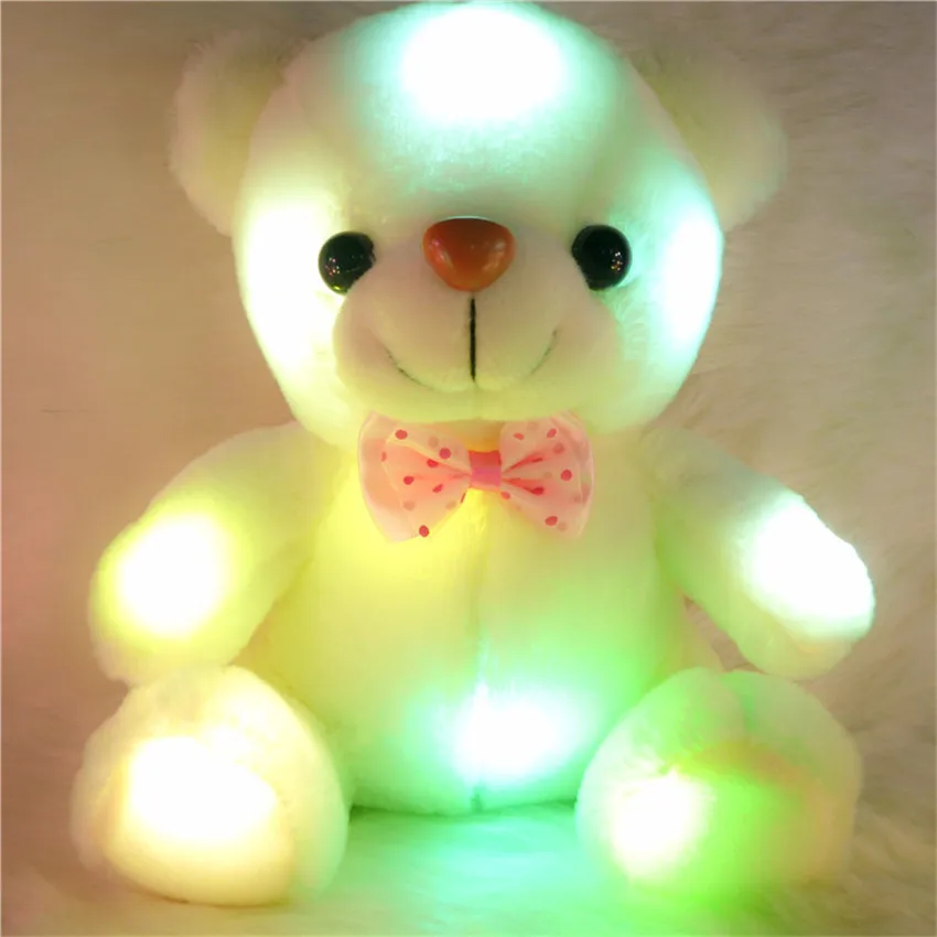 Criativo Luz LED Urso de Pelúcia Boneca Baby Kids Presente de Natal Recheado Animais de Pelúcia Brinquedo de Piscamento da Família Urso Brilhante Querido 0