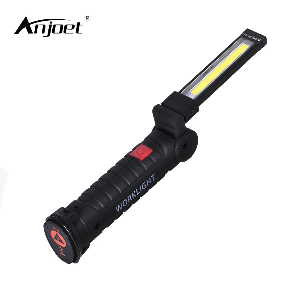 ANJOET Luz de Trabalho USB Recarregável do DIODO emissor de Luz Magnética Slim Bar Dobrável com Cabeça Giratória De 360 Graus Lanterna Portátil