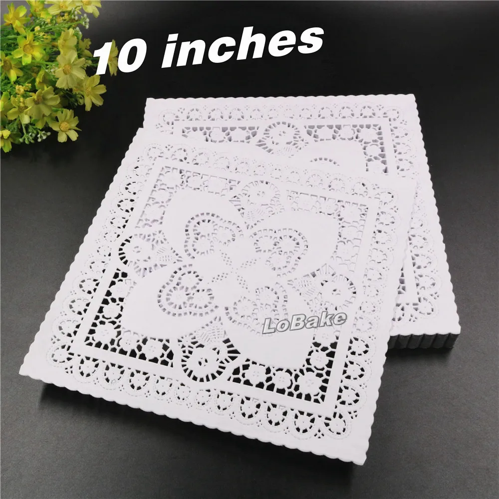 (250pcs/pack) de Grande qualidade, e 10 centímetros de espessura quadrado oco Chinês projeto de laço papel toalhinhas individuais bolo de bolacha do serviço de mesa