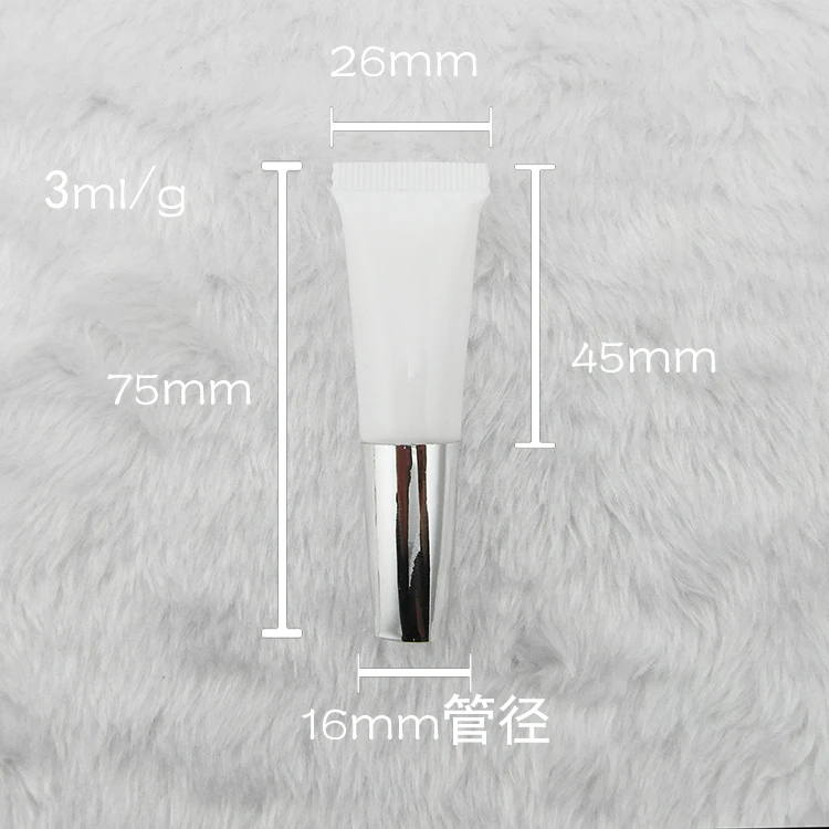 Atacado 100pcs 3ml vazio tubo macio, pequena plástica cosmética tubo vazio,3ml mini formam o recipiente com Al tampa e plug PP