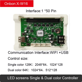 Onbon X-W16 Display LED Single Duplo Cor Controladores USB+wi-Fi Controle de Comunicação do Cartão de 50 Pinos de Interface