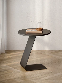Sofá da sala pequena mesa de luz de luxo moderno e simples rock placa de varanda de ferro mesa de chá pequena e redonda mesa-de-cabeceira creativ 3